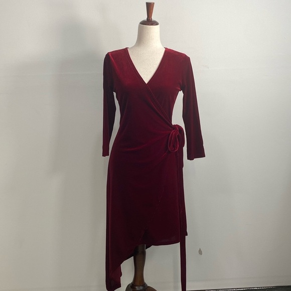 Vintage Jade Asymmetrical Velvet Wrap Dress Goth Large - Picture 1 of 8